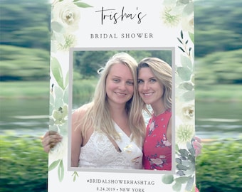 Bridal Shower Photo Prop Frame, Wedding Social Media Frame, Editable Template, Succulent Greenery, INSTANT DOWNLOAD, Templett #075-104PP