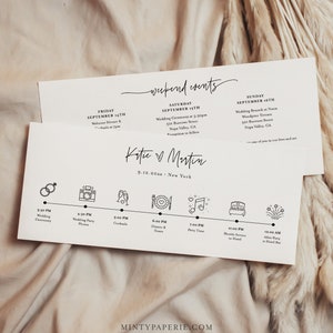 Minimalist Welcome Letter & Timeline Template, Modern Wedding Order of Events, Itinerary, Instant Download, 100% Editable Text #0009-105WDT