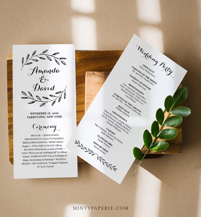 Rustic Wedding Program Template Instant Download Order of - Etsy