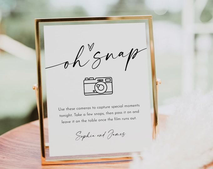 Disposable Camera Sign, Can't Wait to See What Develops, Wedding Guest Photo, I Spy, Take Action, Editable Template, Templett 8x10 0034W-49S