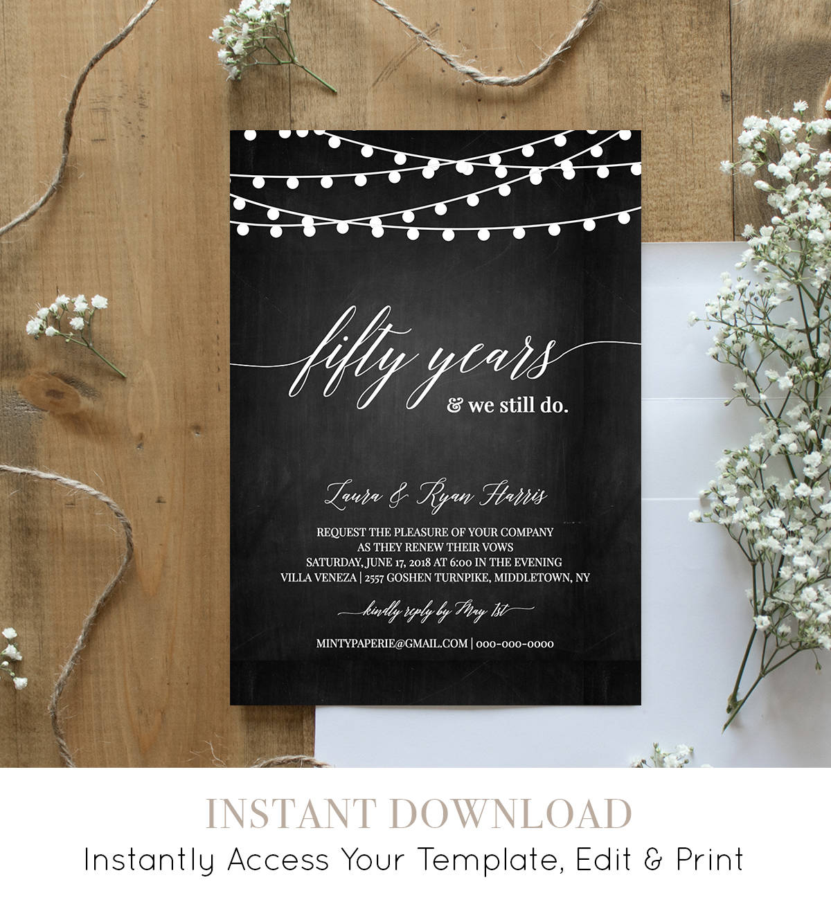 vow-renewal-invitation-template-chalkboard-wedding-anniversay-invite-instant-download-renew