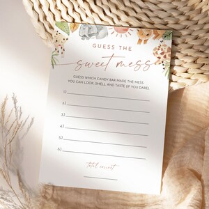 Safari Guess the Sweet Mess Baby Shower Game, Candy Bar Game, Dirty ...