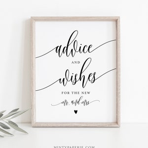 Advies en wensenbord en kaart, gastenboek afdrukbaar, goede wensen, bewerkbaar, INSTANT DOWNLOAD, Templett, bord 8 x 10, 3,5 x 5 kaart #008-07S