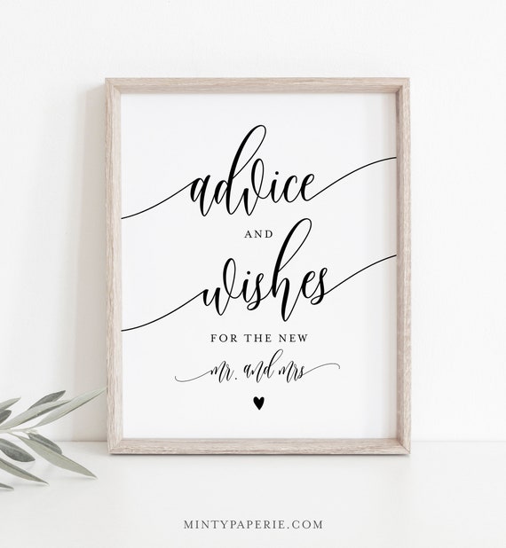 Advice &amp; Wishes Sign and Card Guest Book Printable Well | Etsy