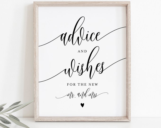 Advice & Wishes Sign and Card, Guest Book Printable, Well Wishes, Editable, INSTANT DOWNLOAD, Templett, 8x10 Sign, 3.5x5 Card #008-07S