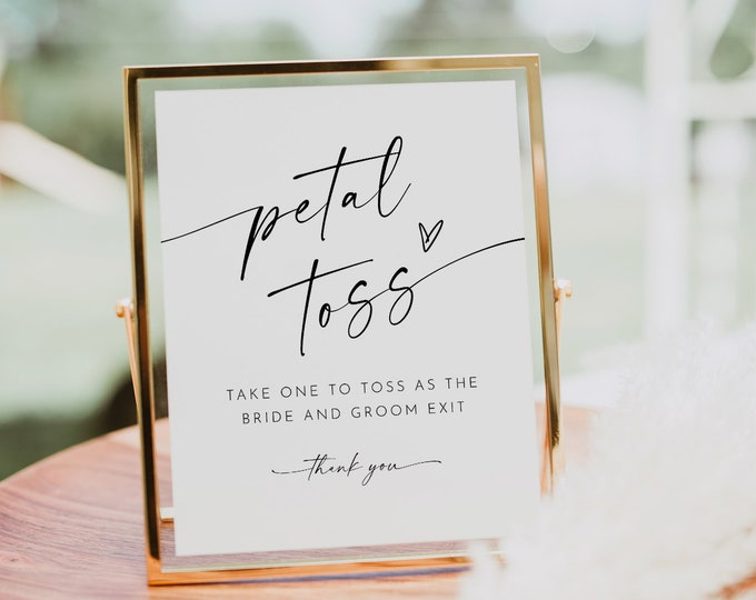 Petal Toss Sign, Printable Minimalist Wedding Send Off, Flower Toss, Confetti, Editable Template, Instant, Templett, 8x10 #0034W-77S