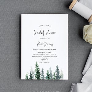Rustic Bridal Shower Invitation Template, Editable Winter Couples ...
