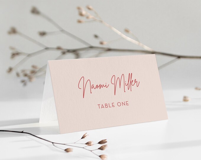 Modern Place Card Template, Printable Simple Bridal Shower Buffet Card & Meal Option, INSTANT DOWNLOAD, Editable, Templett #055-221PC