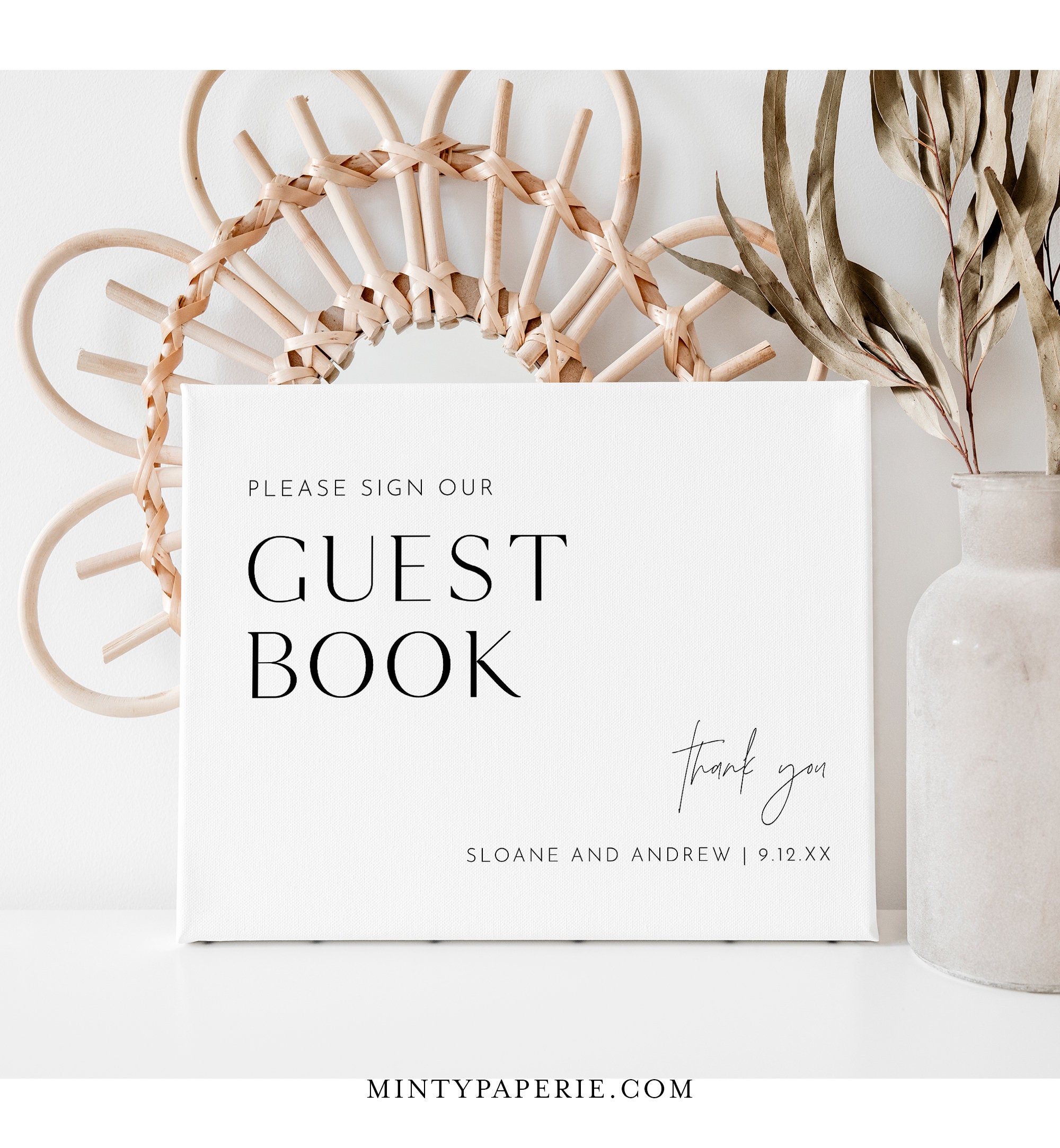 Wedding Guestbook Sign, Editable Template, Printable Guest Book, Modern ...