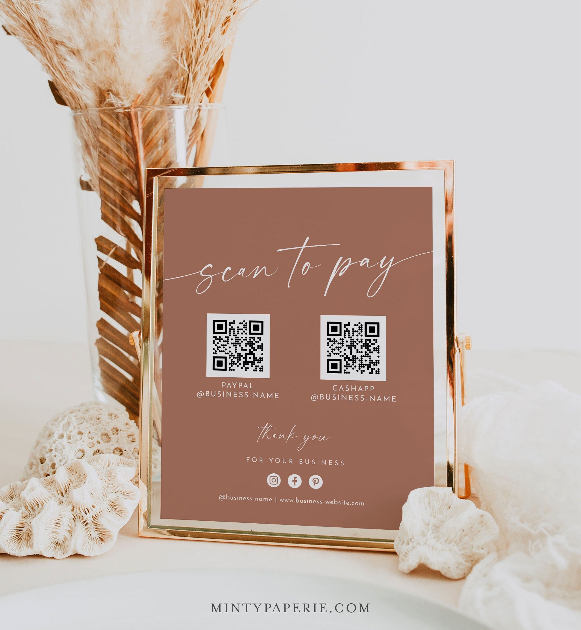 Scan To Pay Sign Cash App Venmo Paypal Sign Business QR Code Pay 