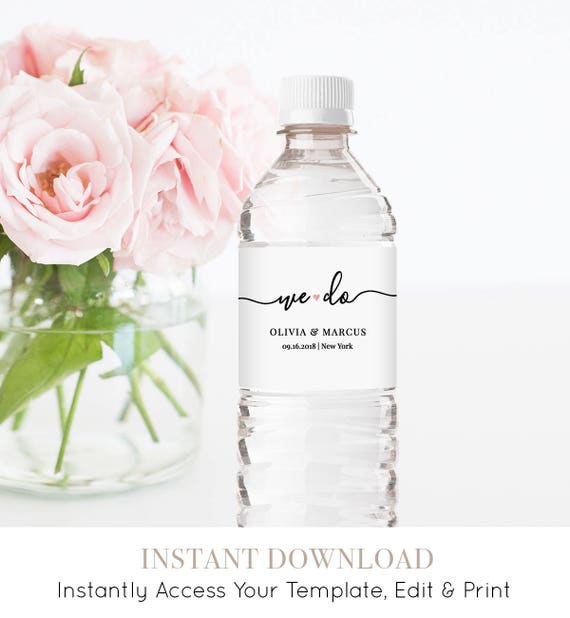 Water Bottle Label Template Diy Wedding Modern Water Bottle Label Template Diy Wedding