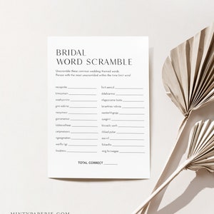 Word Scramble Bridal Shower Game Template, Printable Minimalist Bridal ...