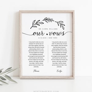 Wedding Vow Wall Art, 1st Year Anniversary Gift, Rustic Wedding Keepsake, Editable Template, INSTANT DOWNLOAD, 8x10, 11x14, 16x20 #027-166LS