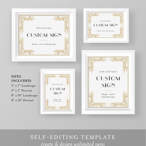 Art Deco Custom Sign Template, Minimal Retro Wedding or Bridal Shower ...