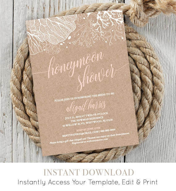 Honeymoon Shower Invitation Bridal Shower Invite Wedding Etsy
