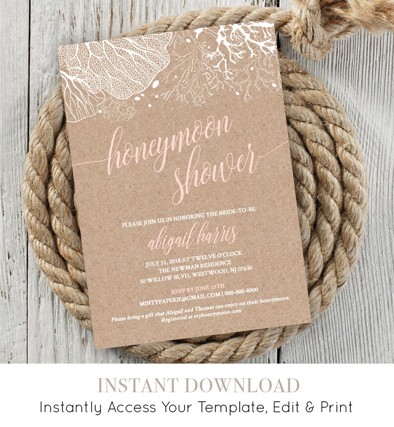 Honeymoon Shower Invitation Bridal Invite Wedding Image 0