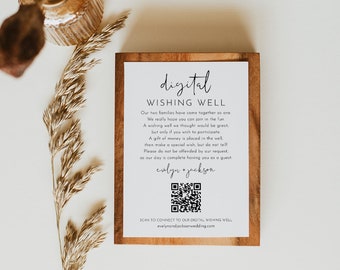 Digital Wishing Well, Honeymoon Fund Card, QR Wedding Fund Insert, Venmo Wedding Cash Gift, Editable Template, Instant, Templett #0031-102WW