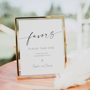 Minimalist Favors Sign, Modern Thank Guests Tabletop Sign, Take A Favor, Editable Template, Instant Download, Templett, 8x10 #0034W-17S