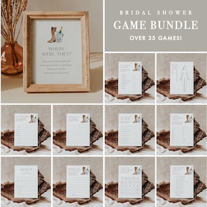 MEGA Boots and Bubbly Bridal Shower Game Bundle, 36 Games, Couples Shower Games, Editable Template, Instant Download, Templett 5x7 #0026D