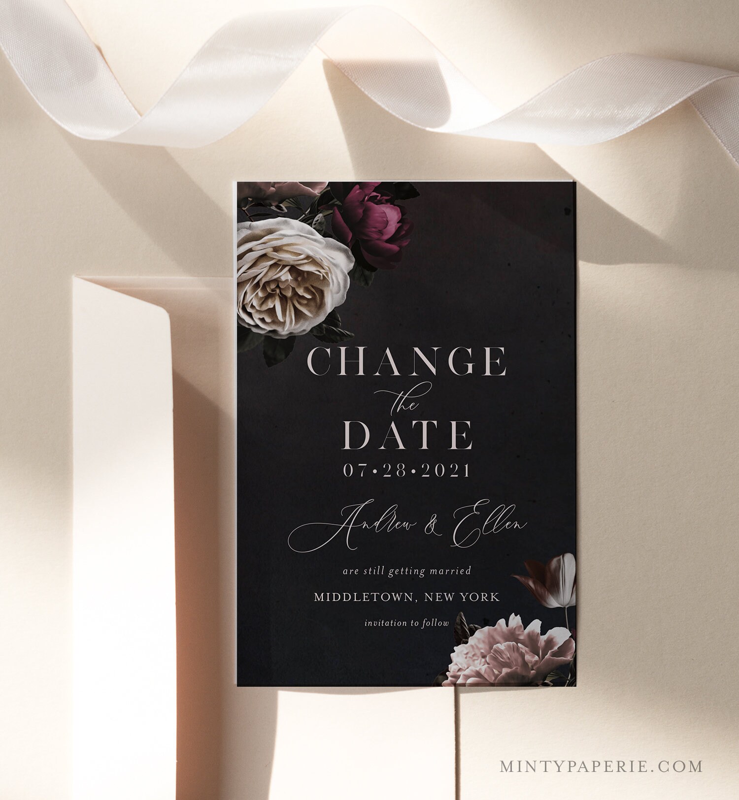 Change the Date, Postponed Wedding Date Postcard, Wedding