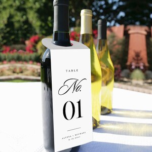 Wine Table Number Card Template, Printable Wedding Wine Bottle Tag, DIY ...