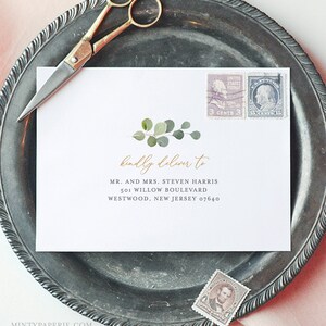 Greenery Envelope Template, DIY Wedding Return Address Printable, Instant Download, 100% Editable Text, Templett, A1, A7 Sizes #056-116EN