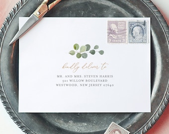 Greenery Envelope Template, DIY Wedding Return Address Printable, Instant Download, 100% Editable Text, Templett, A1, A7 Sizes #056-116EN