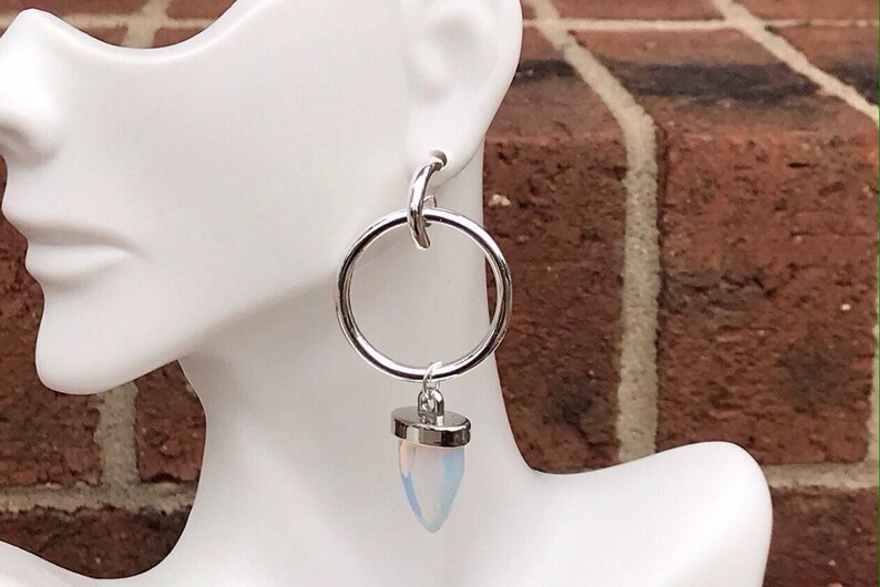 Teardrop Earrings/Moonstone Earrings/Hoops Earrings/Silver Plated Stud/Natural Moonstone Earrings/Silver Plated Earrings/ Women’s Earrings Bild 2