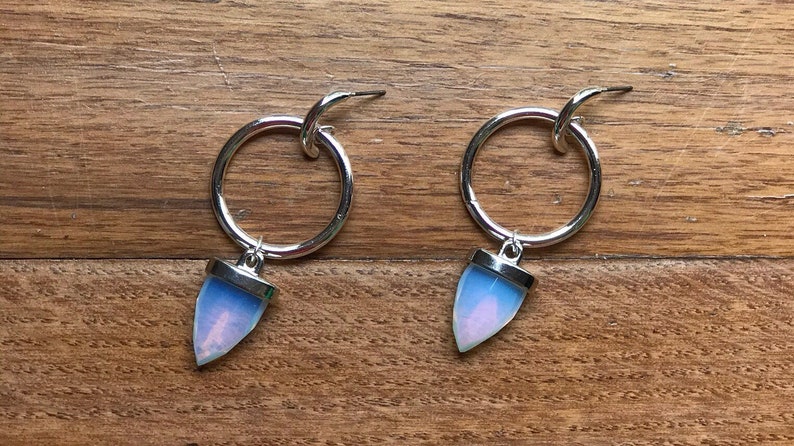 Teardrop Earrings/Moonstone Earrings/Hoops Earrings/Silver Plated Stud/Natural Moonstone Earrings/Silver Plated Earrings/ Women’s Earrings Bild 3