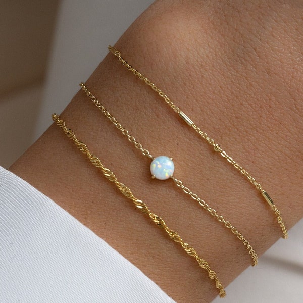 Opal Armband, zierliches Armband, zartes Armband, minimalistisches Armband, Oktober Geburtsstein Armband, Opal Schmuck, Geschenk für Sie