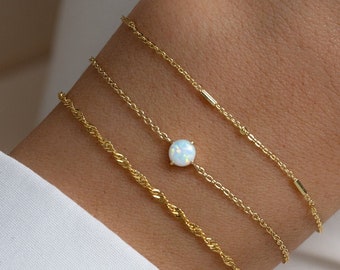 Opal Bracelet, Dainty Bracelet, Delicate Bracelet, Minimalist Bracelet, October Birthstone Bracelet, Opal Jewelry, Gift for Her