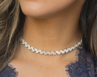 Diamant Choker CZ Choker Fancy Choker Collier Bijoux de bal Bijoux de mariage Cadeau de demoiselle d'honneur En forme de poire Diamant Choker Déclaration Choker