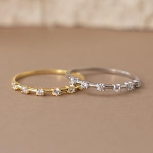 CZ Ring, Stacking Ring, Dainty Ring, Gold Minimalist Ring, Simple Diamond Ring, Sterling Silver Ring, Thin Ring, Delicate Ring, Gift for Her
