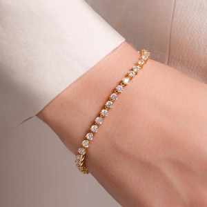 Tennis Bracelet, Diamond Bracelet, Bridal Jewelry, Bridesmaid Jewelry, Stacking Bracelet, Gift For Her,  Adjustable Bracelet