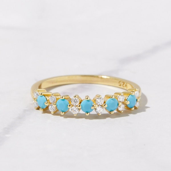 Dainty Turquoise Ring, Turquoise Stacking Ring, Delicate Turquoise Ring, Gold Turquoise Ring, Sterling Silver Turquoise Ring, Gift for Her