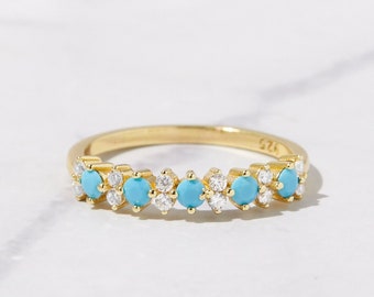 Dainty Turquoise Ring, Turquoise Stacking Ring, Delicate Turquoise Ring, Gold Turquoise Ring, Sterling Silver Turquoise Ring, Gift for Her