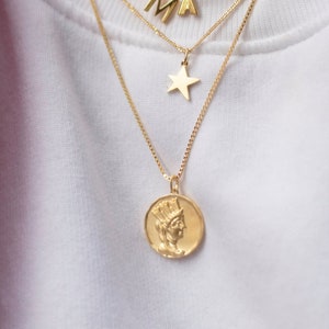 Medallion Necklace Gold Medallion Coin Necklace Silver Medallion Coin Necklace Christmas Gift for Her Gold Medallion