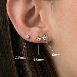 Bezel Earring Studs, Hypoallergenic Earring Studs, Tiny Stud Earrings, Stud Earrings, Minimalist Earrings, Diamond Stud Earrings, Gold Studs