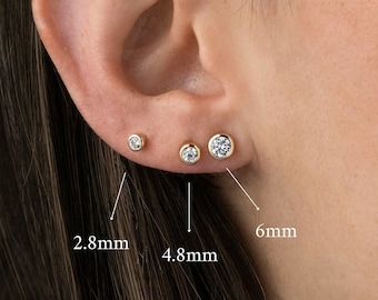Bezel Earring Studs, Hypoallergenic Earring Studs, Tiny Stud Earrings, Stud Earrings, Minimalist Earrings, Diamond Stud Earrings, Gold Studs