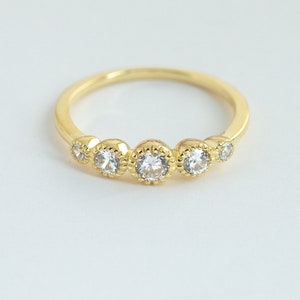 Dainty CZ Stacking Ring, Gold Minimalist Ring, CZ Ring, Simple Diamond Ring, Sterling Silver Ring, Thin Ring, Gift for Her, Delicate Ring