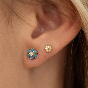 Tiny Stud Earrings, Small Flower Studs, Minimalist Studs, Gold Stud Earrings, Sterling Silver Studs, Tiny Earrings, Gift for Her, Small Stud