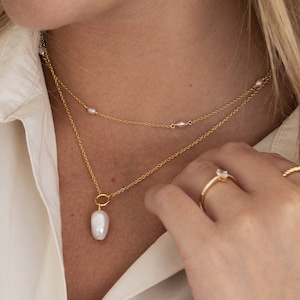 Natural Freshwater Pearl Necklace, Bridal Jewelry, Pearl Necklace, Wedding Jewelry, Minimalist Pearl Necklace, Bridesmaid Gift