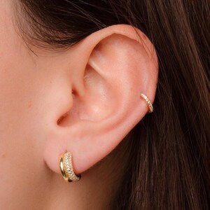 Double Hoop Earrings, Huggie Hoops, Dainty Earrings, CZ Earrings, Small Earrings, Chunky Gold Hoops, Silver Hoop Earrings, Gift For Her
