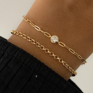 Diamond Bracelet, Paperclip Bracelet, Charm Bracelet, Gold Bracelet, Silver Bracelet, Dainty Bracelet, Chain Bracelet, Stackable Bracelet