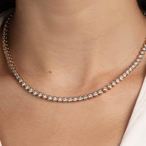 3mm Handmade Tennis Necklace, Diamond Tennis Necklace, Layering Necklace, Tennis Chain, Bridal Jewelry, Gift for Her, Wedding Necklace