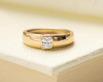 Anello baguette, anello importante, anello di diamanti, anello massiccio, gioielli importanti, anello in argento sterling, anello in oro, regalo per lei, regalo di anniversario