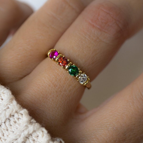 Birthstone Ring, Personalized Ring, Custom Ring, Gemstone Ring, Gift For Her, Birthstone Jewelry, Birthday Gift, Mother's Day Gift for Mom