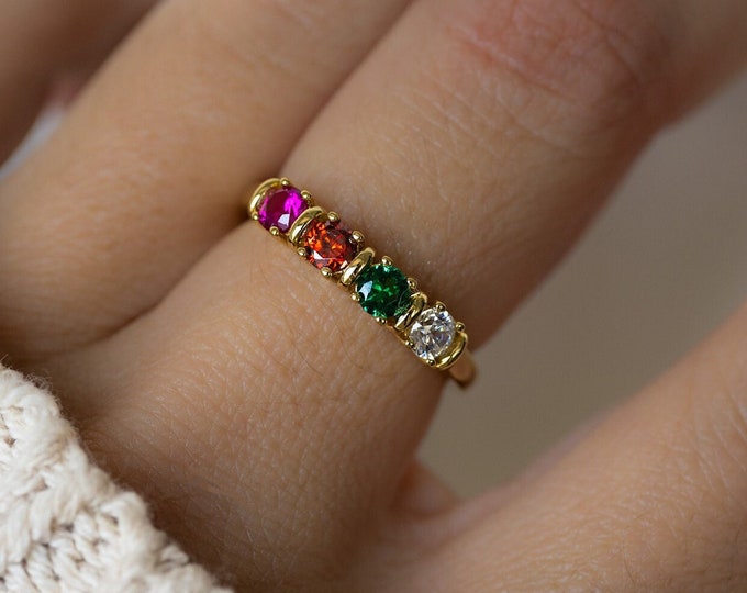 Birthstone Ring, Personalized Ring, Custom Ring, Gemstone Ring, Gift For Her, Birthstone Jewelry, Birthday Gift, Mother's Day Gift for Mom