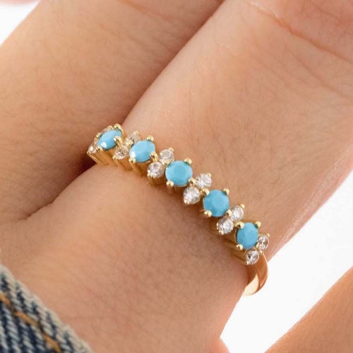 Dainty Turquoise Ring Turquoise Stacking Ring Delicate - Etsy