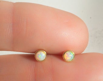 Opal Stud Earrings, Small Studs, Minimalist Earrings, Opal Studs, White Opal Earrings, Gift for Her, October Birthstone, Opal Jewlery